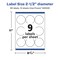 Avery Glossy White Round Labels with Sure Feed, 2.5" Diameter